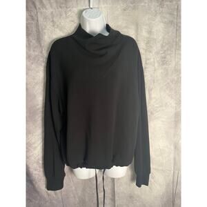 Varley Black Funnel Neck Sweatshirt Women’s Small – Drawstring Hem Luxe Pullover